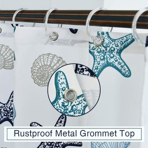 OREMILA Bathroom Shower Curtain 72" x 72" Seashell Starfish Multi-Color Shower Curtains Fabric Bathroom Curtain Durable Water Repellent Bath Curtain,1pcs