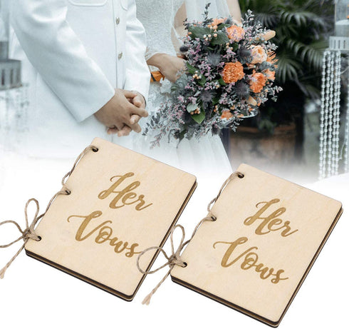 Amosfun 2Pcs Creative His and Her Vow Books Brown Kraft Paper Booklet for Wedding Journal Engagement Gift Wedding Favors