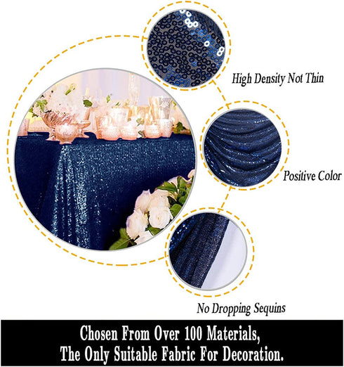 Sequin Tablecloth 60x102 Inches Navy Blue Cake Rectangle Tablecloth Glitter Runner Table Cloth Sequin Table Cover Overlay for Birthday Wedding Hoilday Banquet Party Decoration