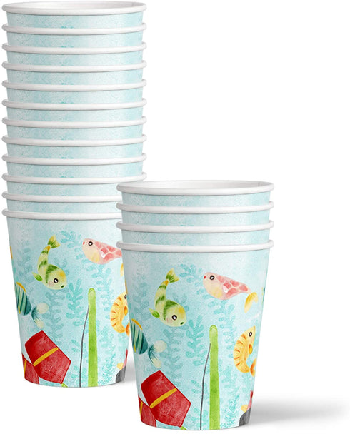Little Fisherman Fishing Birthday Party Supplies Set Plates Napkins Cups Tableware Kit for 16
