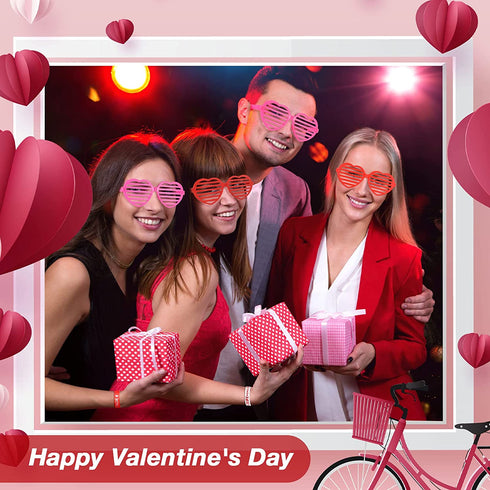 40 Pcs Valentines Day Party Favors 20 Pcs Valentines Heart Shutter Glasses 20 Pcs Valentines Silicone Wristband Rubber Bracelets for Valentine's Day Party Supplies Birthday Party Costume Accessory