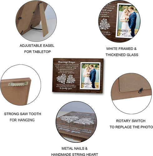 Buecasa Wedding Signs Marriage Prayer Picture Frame 5x7 Inches - Home Wedding Gifts Bedroom Decor for Couples - Marriage gifts for Women Bride to Be