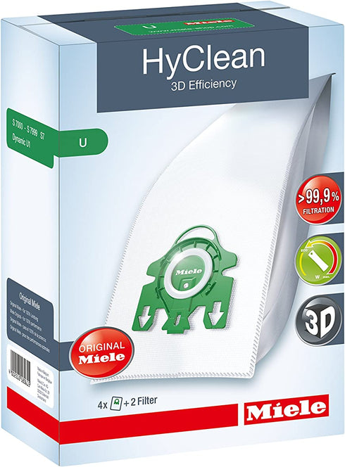 Miele Hyclean 3D U Series Bags and Filter Set (Pack of 4 Plus 2)