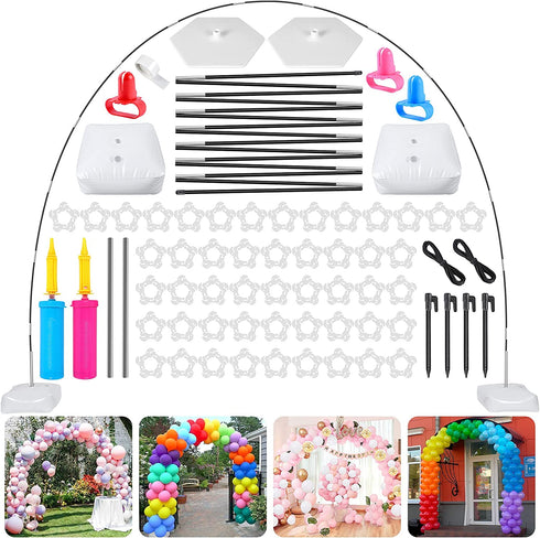 Balloon Arch Kit with Base Adjustable Balloon Arch Stand Kit for Outdoors, 60Pcs Balloon Clips, Pump, 9Ft Tall Balloon Arch Holder for Birthday Wedding Baby Shower Party Decorations