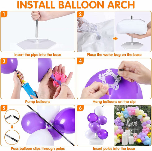 Balloon Arch Kit with Base Adjustable Balloon Arch Stand Kit for Outdoors, 60Pcs Balloon Clips, Pump, 9Ft Tall Balloon Arch Holder for Birthday Wedding Baby Shower Party Decorations