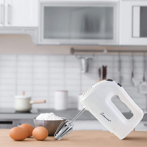 Continental Electric CE-MX101 Hand Mixer, 5 Speed, White II