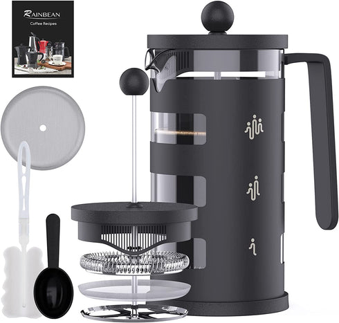 Large French Press Coffee Maker 34 oz, Stainless Steel French Press 1000 ml, 100% BPA Free French Press Glass
