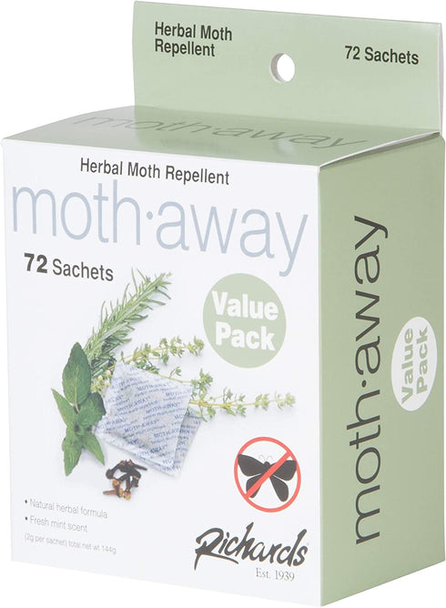 Richard's Homewares - Moth Away - Moth Away Herbal Moth Repellent - 72 Count