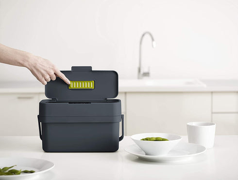 Joseph Joseph 30107 Mountable Compo 4 Food Waste Easy-Fill with Adjustable Air Vent Caddy, 4-Liters (1 US Gallon), Graphite