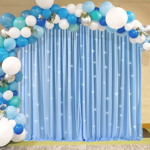10ftx7ft Blue Wrinkle-Free Backdrop Drapes, Blue Polyester Background Curtains Backdrop Decorations for Wedding Home Party Supplies