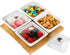 Tebery 4 Pack Ceramic Divided Serving Dishes Relish Tray, Appetizer & Condiment Server Set, 5OZ Removable Serving Platter Bowl with Glass Lids & Bamboo Tray for Fruits, Nuts, Candies, Veggies