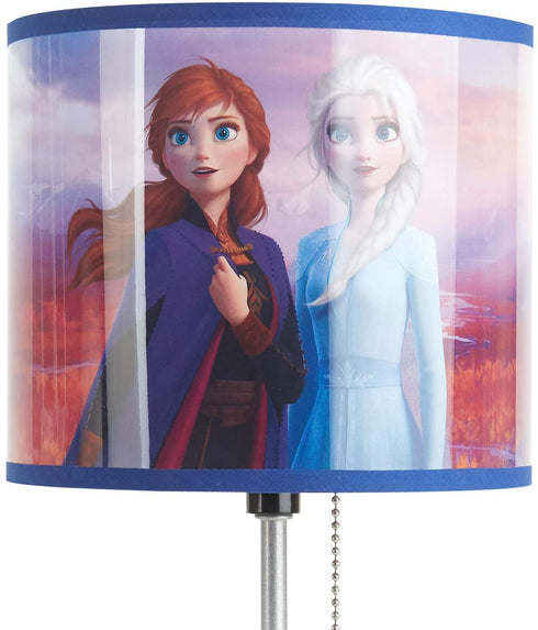 Frozen 2 Stick Table Kids Lamp with Pull Chain, Themed Printed Decorative Shade