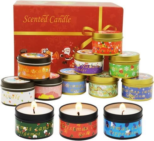 Scented Candles Gift Set, 12 pcs Aromatherapy Candle, Natural Soy Wax Women's Gift for Xmas,Mother,Valentines,Stress Relief