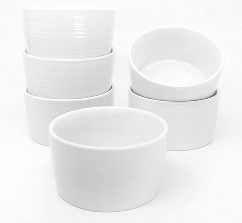 M. Gastro Kitchens, 6 Piece Set, 4 Ounce œWest Loop? Round Ramekins, Creme Brulee, Souffle, Custards (4 Ounce, White)