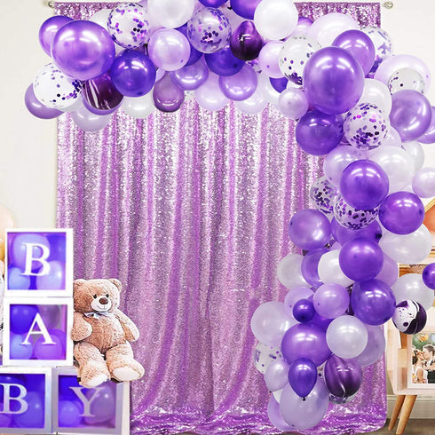135 Pieces Purple Balloon Arch Garland Kit, Purple White Confetti Balloons for Wedding Birthday Graduation Party Decorations