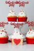 Galentines Day Cupcake Toppers Decorations, Red Glitter Happy Galentines Day Cupcake Toppers for Galentine's Day Decoration, Friends Galentines Party Decor, Valentines Day Party Decorations -24PCS