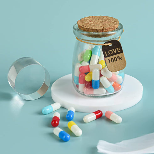 Love Capsules in a Glass Bottle Gift Yadream Love Letter Capsule Pills with Wishing Bottle for Birthday Valentines Christmas Anniversary Graduation (Mixed color 60PCS)