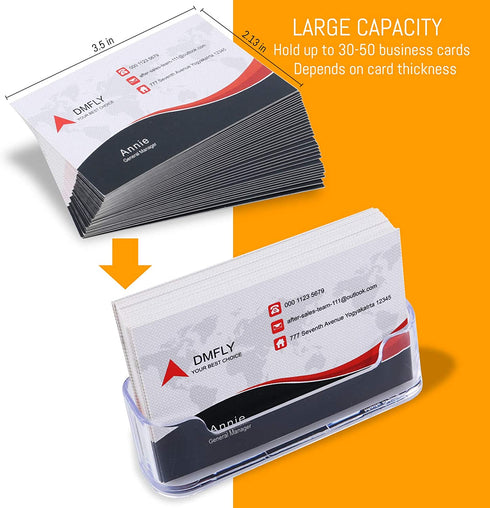 DMFLY 16 Pack Business Card Holder for Desk, Acrylic Business Card Holder Clear Plastic Business Card Stand Desktop Business Card Holders for Exhibition, Home & Office, Fits 30-50 Business Cards
