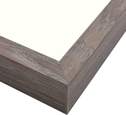 Frametory, Frame with Ivory Mat for Photo, Smooth Wood Grain Finish Easel Stand, Sawtooth Hangers, Real Glass Landscape/Portrait, Wall/Table Display (Rustic Grey, 8x10 Frame for 5x7 Photo, 2-Pack)