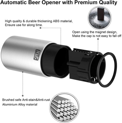 RWM Beer Bottle Opener: Magnet-Automatic Portable for Picnic Camping Barbecue Travel - 3 Pack (New Version)