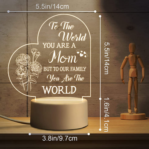 Mothers Day Gift for Mom from Daughter Son - Mom Gifts for Mother's Day, Birthday, Valentine's Day,Thanksgiving - Acrylic Engraved Night Light for Mom ( USB Powered )