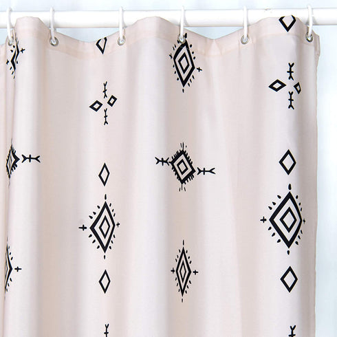 Yokii Boho Fabric Shower Curtain 84-Inch Length Tribal Chic Hippie Geo Diamond Fringe Bathroom Shower Curtain Set Extra Long Beige Heavy Weighted Bath Curtains with 4'' Tassels (72x84, Beige)