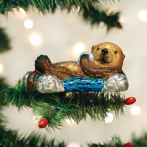 Old World Christmas Water Animals Glass Blown Ornaments for Christmas Tree,Sea Otter