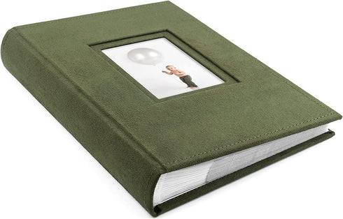 Golden State Art, Photo Album for 4x6 Pictures - Weddings, Holidays, Engagements, Vacations, Family - Fits 300 Photos - Includes Memo Area - Front Photo Display (Suede Green)