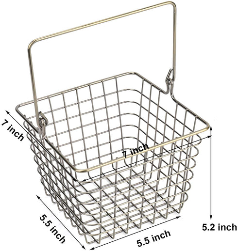 Yarlung 2 Pack Wire Storage Baskets, Small Hanging Metal Baskets Tote Farmhouse Decor Bin Organizer for Bathroom, Kitchen, Laundry Room, Removable Handle, Square, Bronze