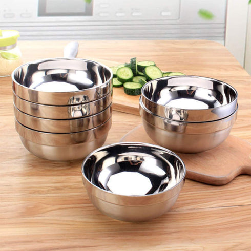 Geini Premium 304 Stainless Steel Bowls Set, Double Walled Insulated, Nesting Serving Bowls without Lids in Kitchen for Soup, Rice, Ice Cream, Kids Snacks, 6 Pack, 13oz Capacity