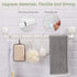 LUXEAR Suction Cup Towel Bar, 24 inches Adjustable Towel Rack, No Drill & Removable Hand Towel Holder with 5 Sliding Hooks, Wall Mounted Towel Bar for Bathroom, Kitchen, Door - White
