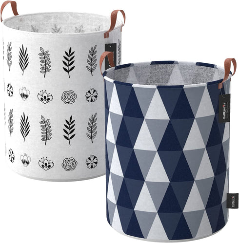 Large Laundry Hamper for Dirty Clothes, Cloths & Towels | Tall, Big Basket for Extra Loads | XL Size, Sturdy, Collapsible, Portable & Waterproof | Cute, Modern | Kids, Nursery, Girls, Baby (2 Baskets)
