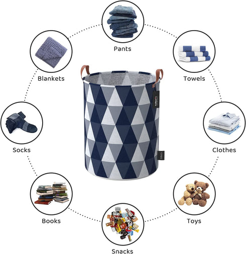 Large Laundry Hamper for Dirty Clothes, Cloths & Towels | Tall, Big Basket for Extra Loads | XL Size, Sturdy, Collapsible, Portable & Waterproof | Cute, Modern | Kids, Nursery, Girls, Baby (2 Baskets)