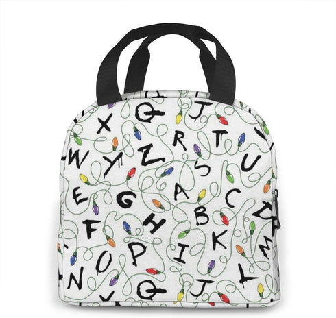 MSGUIDE Stranger Things White Insulated Lunch Bag Leakproof Cooler Lunch Box for Men Women Adult - Reusable Thermal Tote Bag for Office Work School Picnic Beach