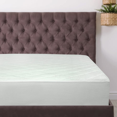 Royale Linens Full Size Mattress Pad - Mattress Cover - Quilted Fitted Mattress Protector - Deep Pocket Fits Up to 16 Inch - Mattress Topper - Soft & Breathable - Dorm Home Hotel (54x75 Inches, White)