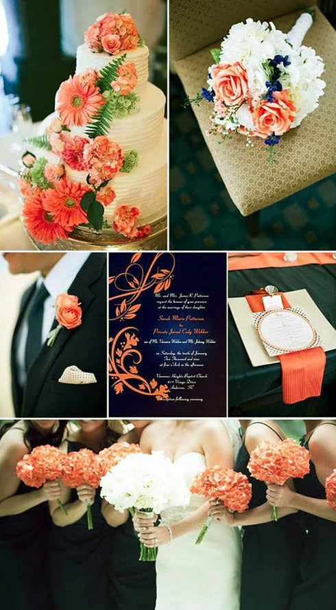 Navy Peach Birthday Decorations Bridal Shower Decorations Qian's Party Navy Peach Weddings/Navy Peach Party Decorations/Hen Party Bachelorette Party Decorations