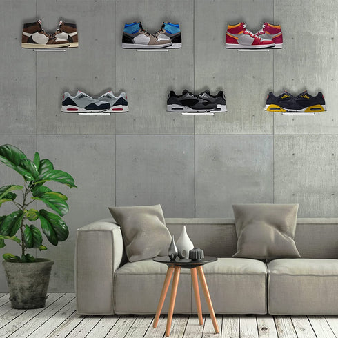 2-Pack Large Floating Shoe Shelves to Display Collectible Shoes and Sneakers, Clear Shoe Storage Shelf, Wall Mounted