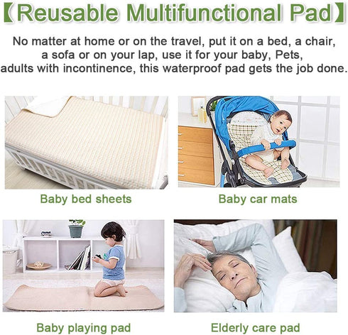 Waterproof Baby Bed Pad Maveek 47.2'' x 27.6'' Baby Organic Mattress Pad Bamboo Blanket Toddler Bed Sheet Protector Reusable High Absorbent Mattress Protector Baby Diaper Changing Pad