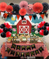 ADLKGG Red Black Birthday Party Supplies, Happy Birthday Banner with Balloons, Triangular Pennants, Hanging Swirls, Paper Fans, Circle Star Paper Garland for Mickey Mouse Pirate Theme Birthday