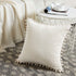 Fancy Homi Pack of 2 Boho Decorative Throw Pillow Covers with Pom-poms, Soft Corduroy Accent Solid Square Cushion Case Set for Couch Sofa Bedroom Car Living Room (20x20 Inch/50x50 cm, Cream)