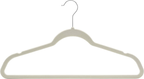 Brookstone BKH1126 Non-Slip, 360° Swivel Hook, Lightweight & Slim, Strong & Durable, Space Saving Design, Heavy Duty, Won™t Stain Fabric, 25 Pack Velvet Hangers/Ivory, 25 Count