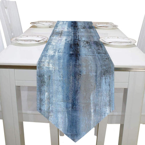 GALMAXS7 Modern Art Table Runner Farmhouse Style Burlap Table Runner Blue and Grey Abstract Art Table Runners for Farmhouse Kitchen, Dinner Holiday Parties Wedding Decor - 13 X 90 Inch