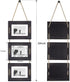 DLQuarts Hanging Picture Frames Collage Wall Decor 5x7 or 3.5x5 with Mat, Rustic Wood 3 Photo Frame, Weathered Black