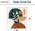 KOMLLEX Abstract Boho Mid Century Shower Curtain 60Wx72H Inch Fabric Modern Terracotta Green Shower Curtain Aesthetic Plant Eucalyptus Sun Rainbow Bathroom Set Minimalist Geometric Women Bathtub Decor