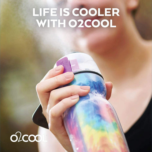 O2COOL Mist 'N Sip Misting Water Bottle 2-in-1 Mist And Sip Function With No Leak Pull Top Spout (Patriot)