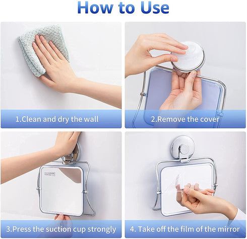 Velmade Shower Mirror Shower Mirror Fogless for Shaving-No Fog Shower Mirror 360 Degree Swivel-Waterproof Large Shower Mirror Rust-Resistant Shower Mirror Fogless for Bathroom-NO Drilling-Chrome