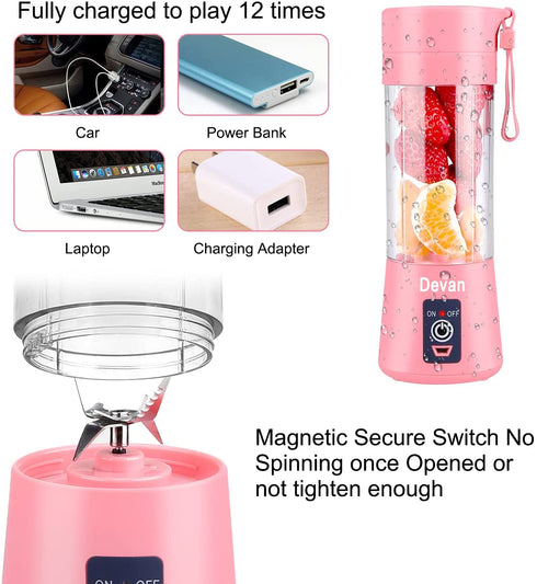 Portable Blender, Smoothies Personal Blender Mini Shakes Juicer Cup USB Rechargeable