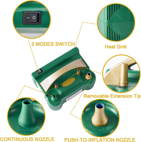LAttLiv Balloon Pump, 110V 600W Electric Balloon Pump, Electric Balloon Inflator, Balloon Pump Electric, Portable Balloon Inflator, Dual Nozzle Balloon Air Pump, Air Pump for Balloon Garland