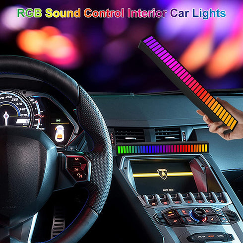 Rhythm Light Bar, RGB Sound Control Music Rhythm Lights, App Control 32 Bit Music Level LED Lights, USB & Battery Powered Voice Activated Atmosphere Light for Car Game Room Desktop DJ Studio (2 Packs)