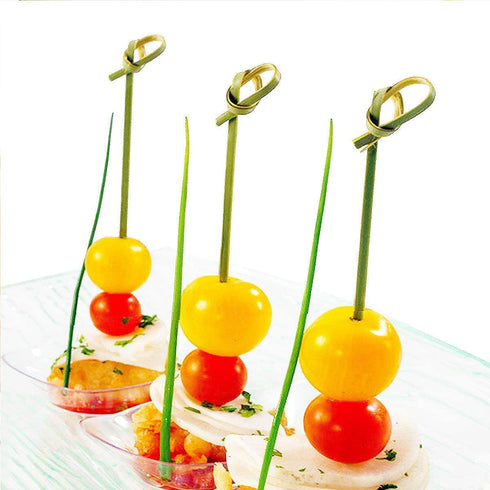 Cosweet 500 Pcs Bamboo Knot Cocktail Skewers Picks, 5 Inches, Great for Hors' D'oeuvre, Appetizers, Cocktail Party or Barbeque Snacks, Club Sandwiches